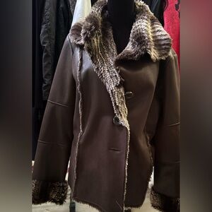Brown Faux Fur Trimmed Jacket